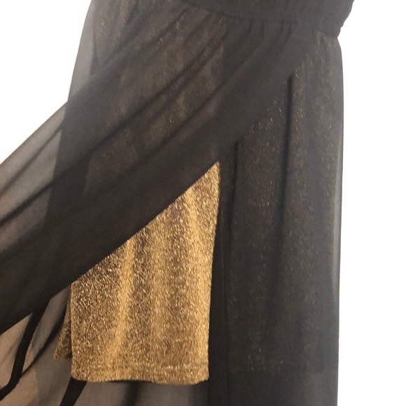 Black chiffon overlay dress with gold skirt - Picture 6 of 6